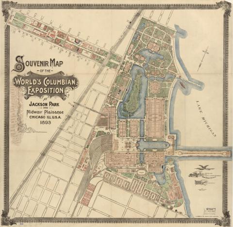 Map of fairgrounds with labeled buildings